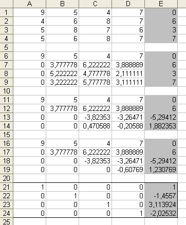 Метод Гаусса (Excel): Шаг седьмой